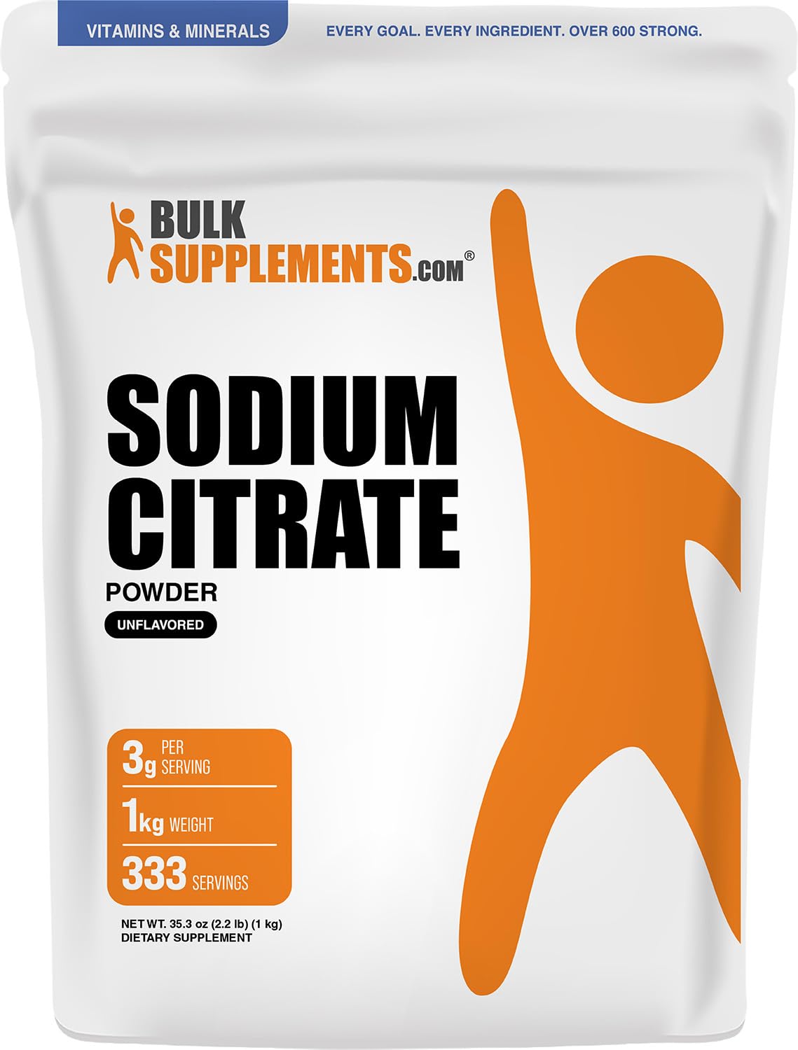 Citrate de Sodium Poudre BulkSupplements 1kg vue de face