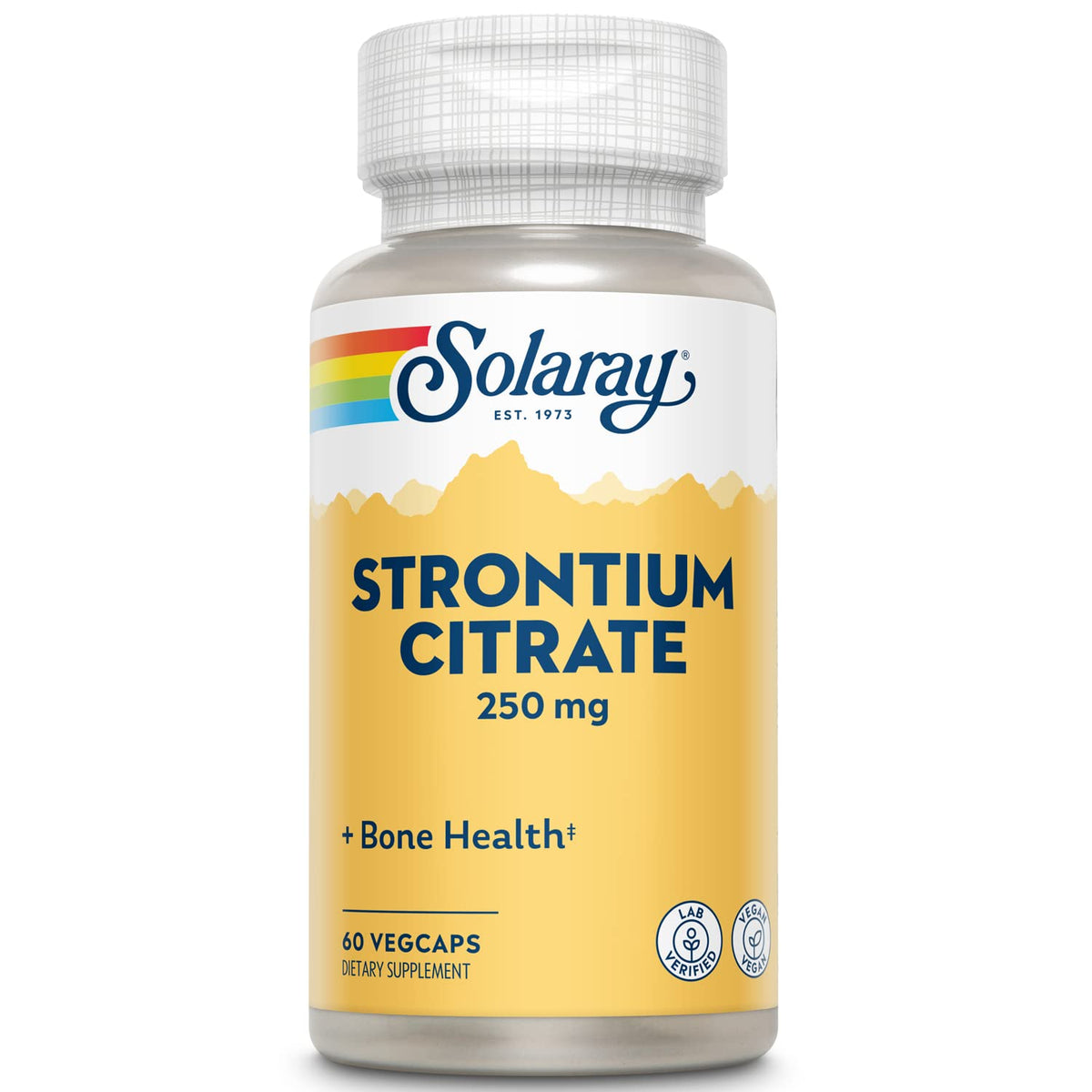 Citrate de Strontium SOLARAY 250 mg 60 VegCaps vue de face