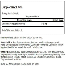 Citrate de Strontium Swanson avec étiquette et informations