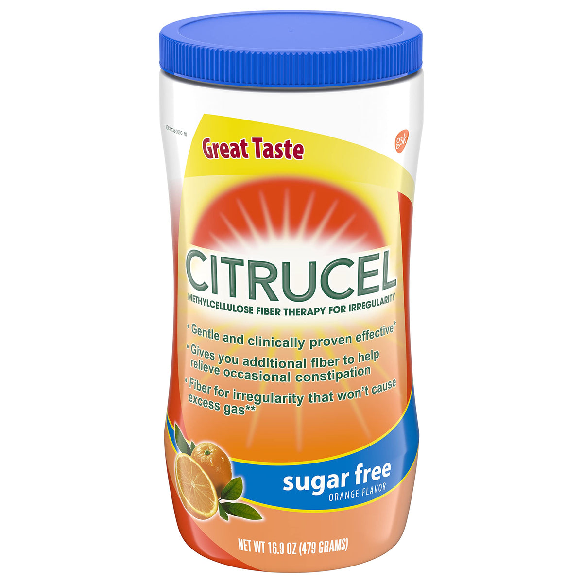 CITRUCEL Poudre de Fibre Methylcellulose Saveur Orange en paquet de 16,9 oz