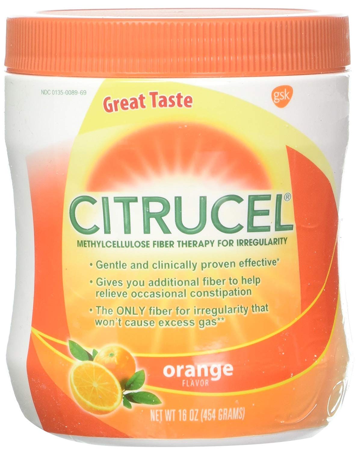 CITRUCEL Poudre de Fibres 16 oz contenant orange vue de face