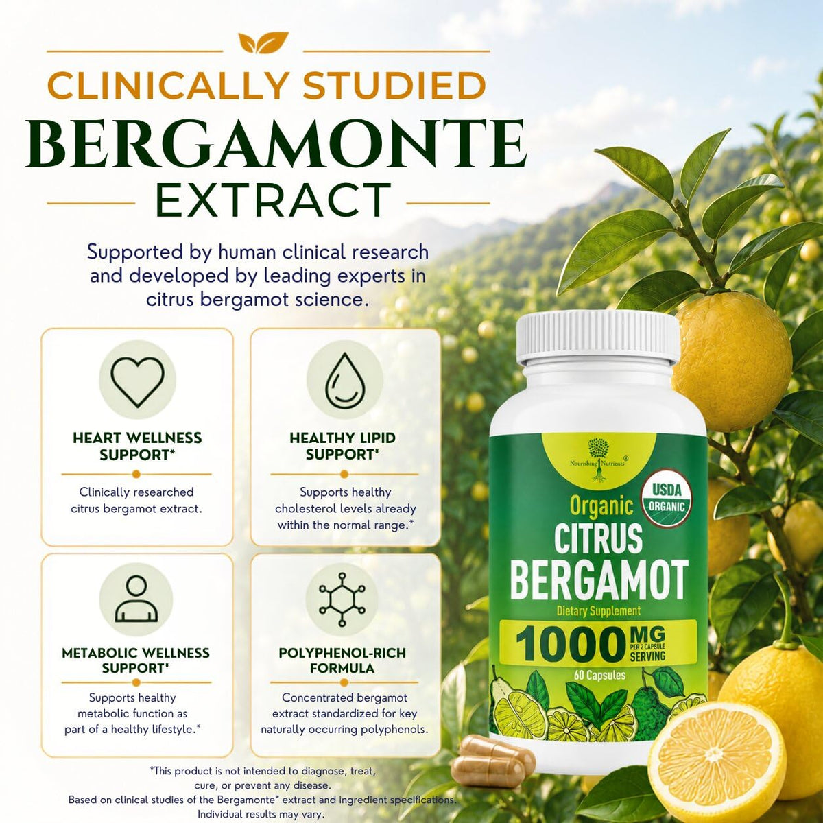 Citrus Bergamot 1000 mg capsules - vue de côté