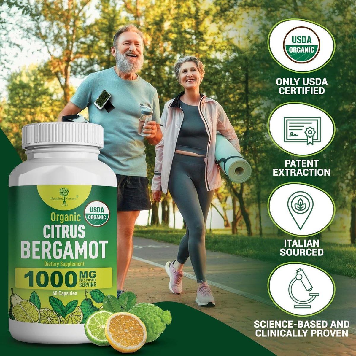 Citrus Bergamot Bio sur une table, avec des ingrédients naturels