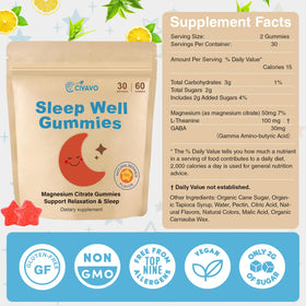 Civavo Gummies de Citrate de Magnésium pour Enfants, goût fraise