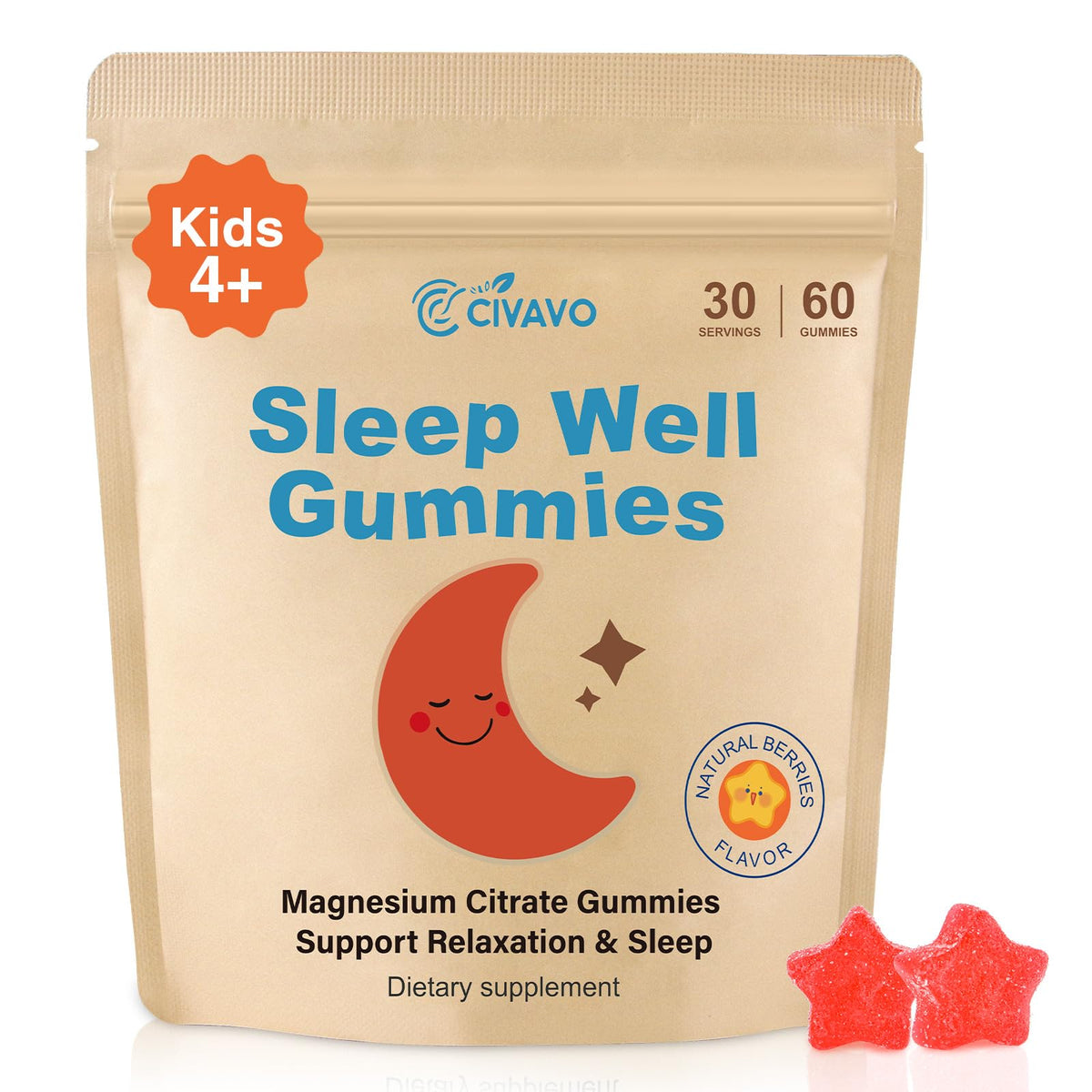 Civavo Gummies de Citrate de Magnésium pour Enfants, vue de face