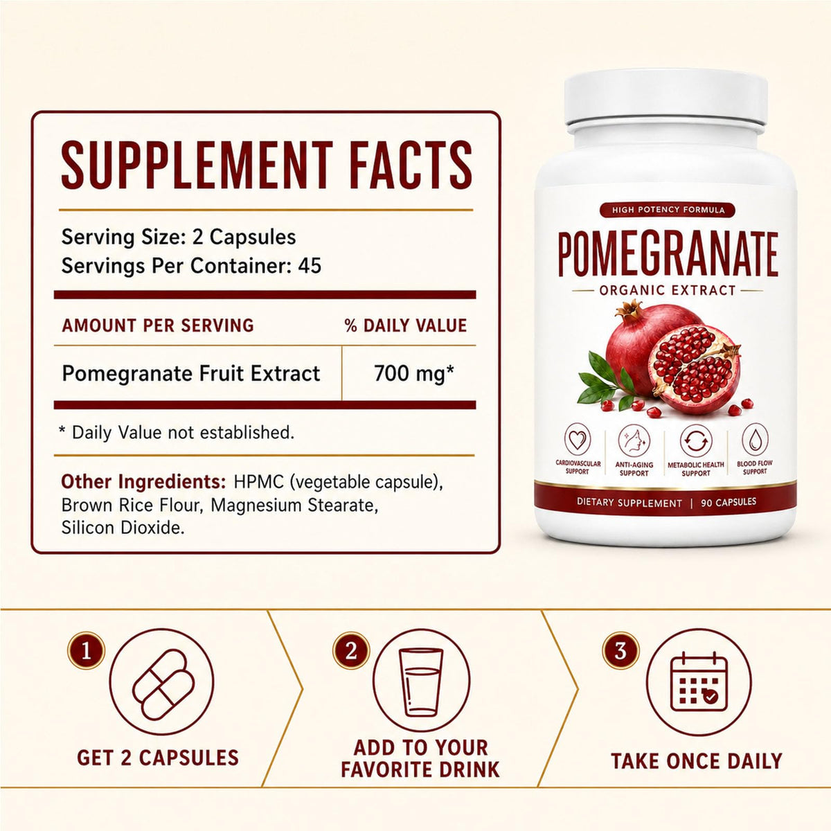 CIVGICY Extrait de Grenade Bio 700mg 90 capsules avec verre d'eau