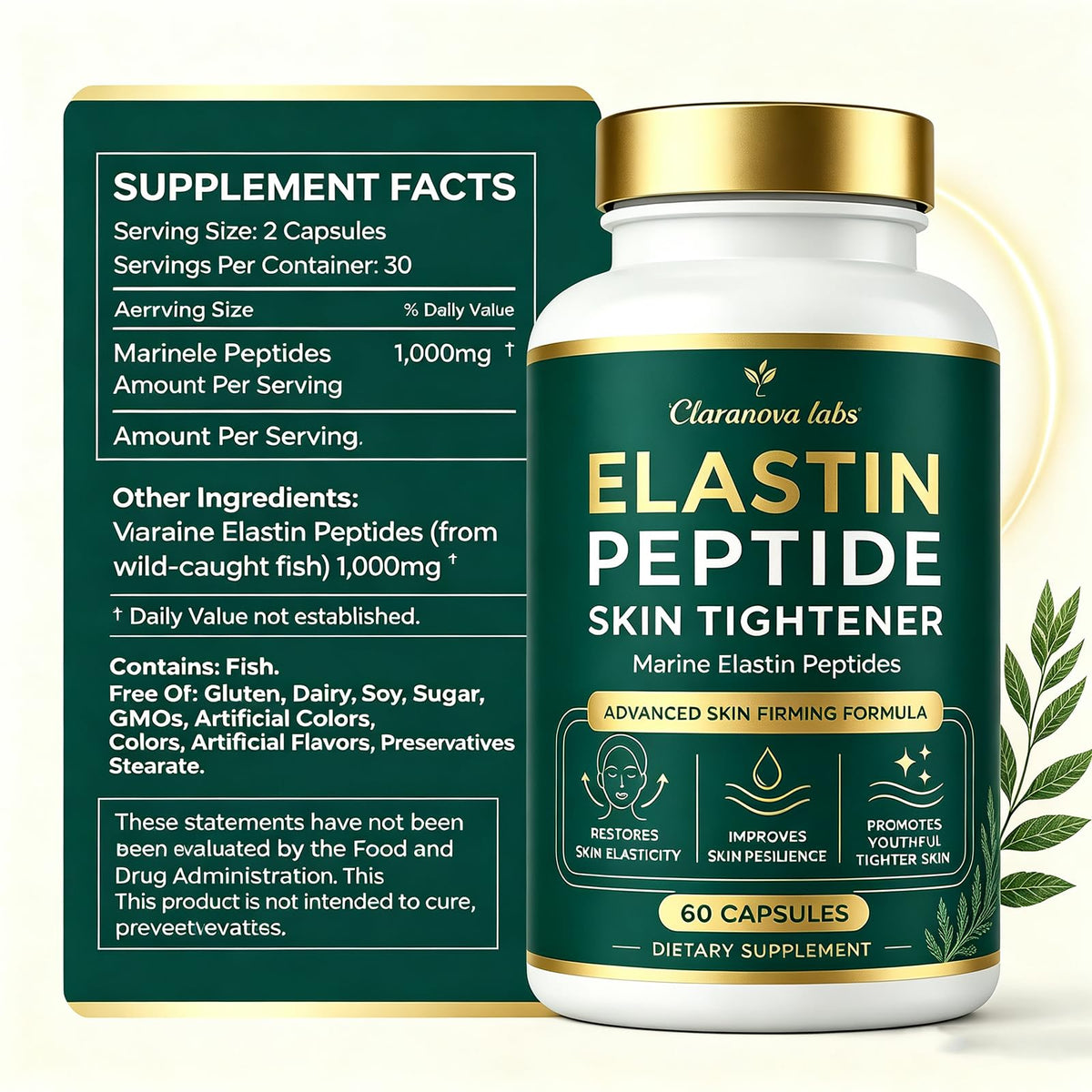 Claranova Labs Peptides d'Élastine 60 Capsules sur une table