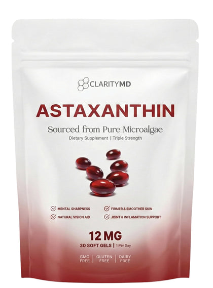 ClarityMD Astaxanthin 12mg gélules de complément antioxydant