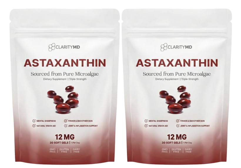 ClarityMD Astaxanthin 12mg gélules en flacon avant