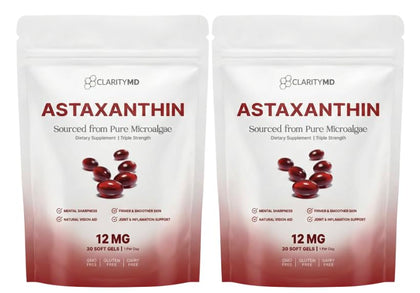 ClarityMD Astaxanthin 12mg gélules en flacon avant