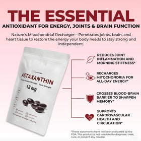 ClarityMD Astaxanthin 12mg gélules ouvertes montrant le contenu