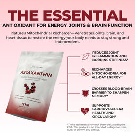 ClarityMD Astaxanthin 12mg gélules sur une table en bois