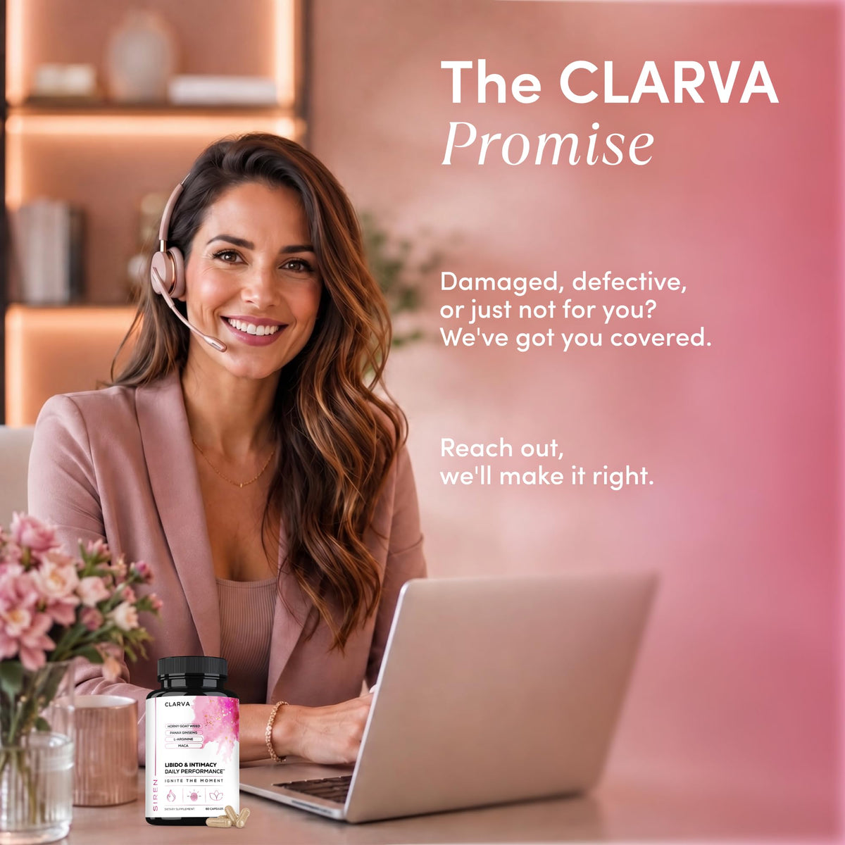 CLARVA Complément Alimentaire Femme avec 60 capsules sur fond blanc
