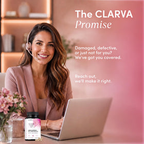 CLARVA Complément Alimentaire Femme avec 60 capsules sur fond blanc
