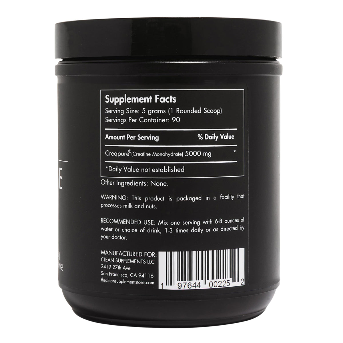 CLEAN Creatine Monohydrate Pure Creapure 531g emballage