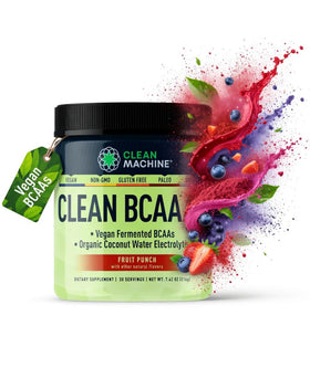 CLEAN MACHINE Clean BCAA 2:1:1 Vegan 290g, Fruit Punch, packaging front view