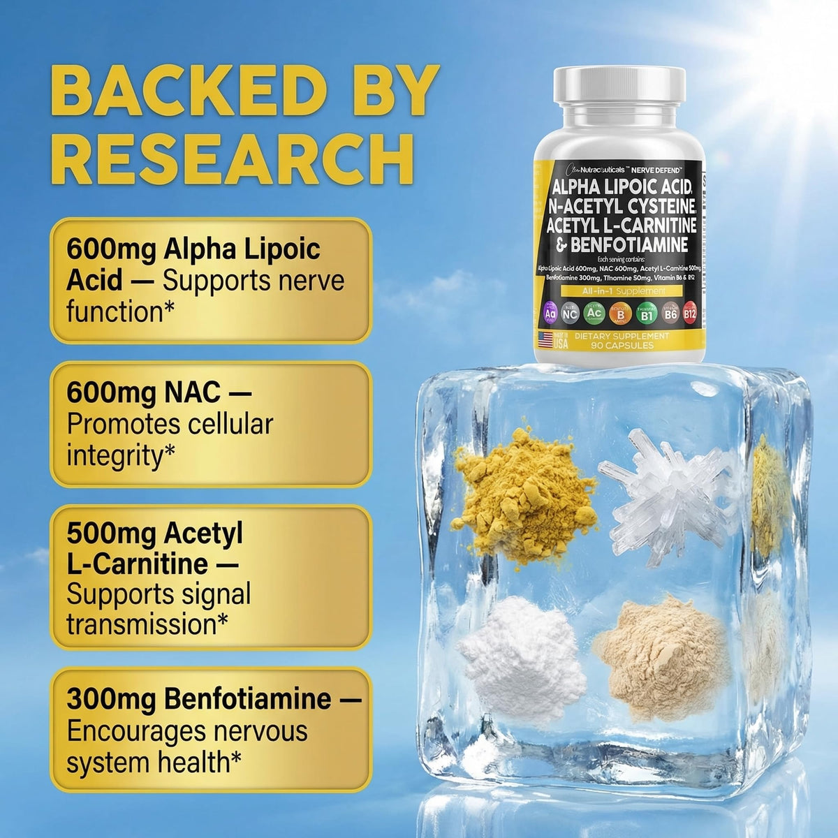Clean Nutraceuticals Acide Alpha Lipoïque 600mg arrière de l'emballage