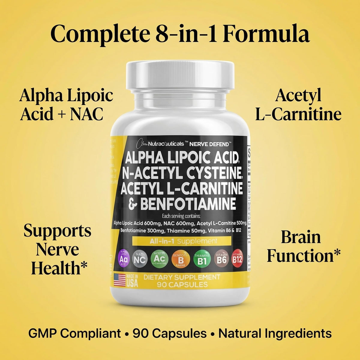 Clean Nutraceuticals Acide Alpha Lipoïque 600mg gélules à côté d'un verre d'eau