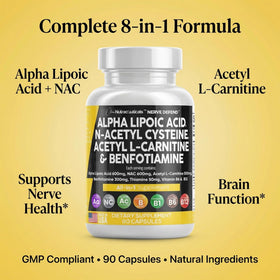 Clean Nutraceuticals Acide Alpha Lipoïque 600mg gélules à côté d'un verre d'eau