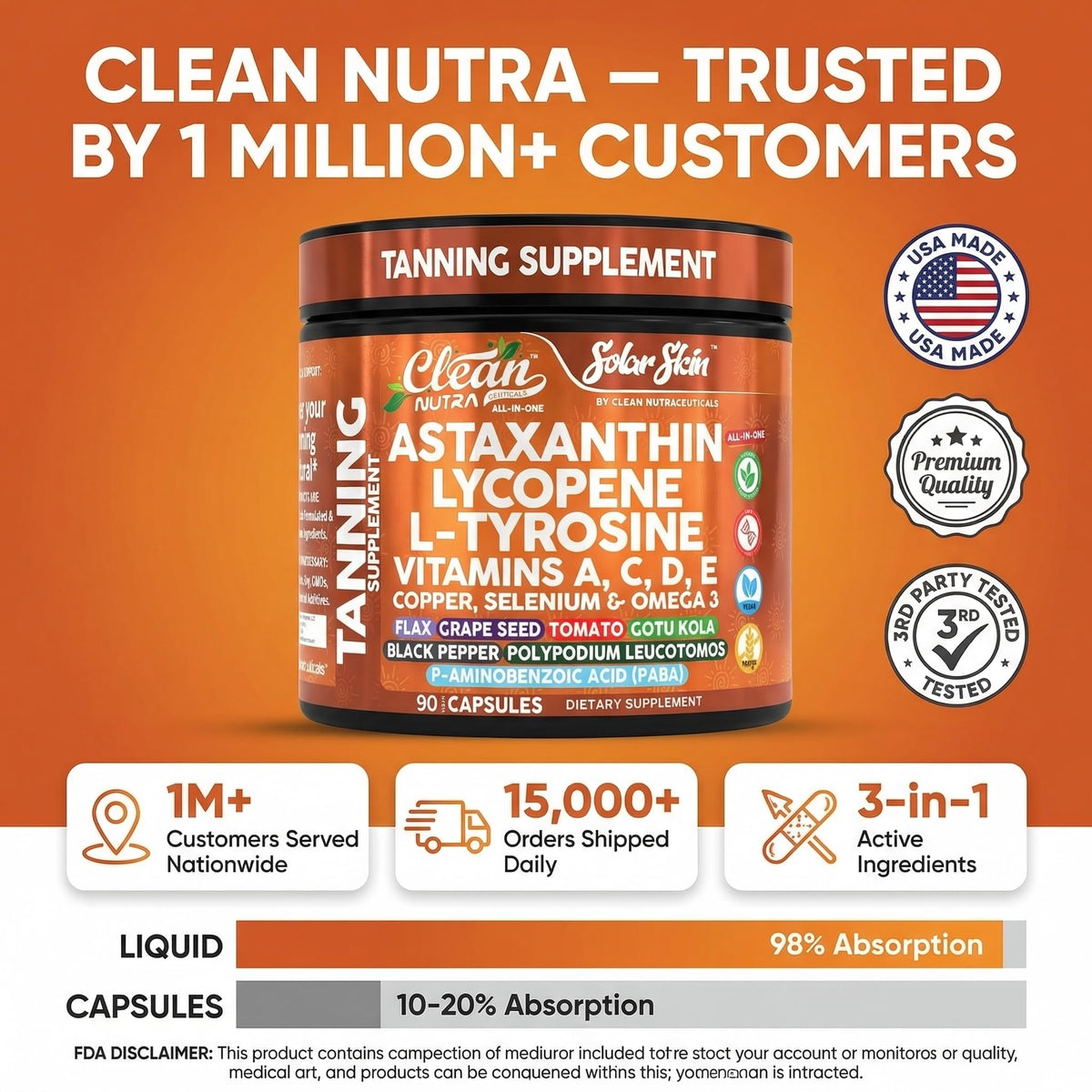Clean Nutraceuticals Astaxanthine Complément Alimentaire avec fruits