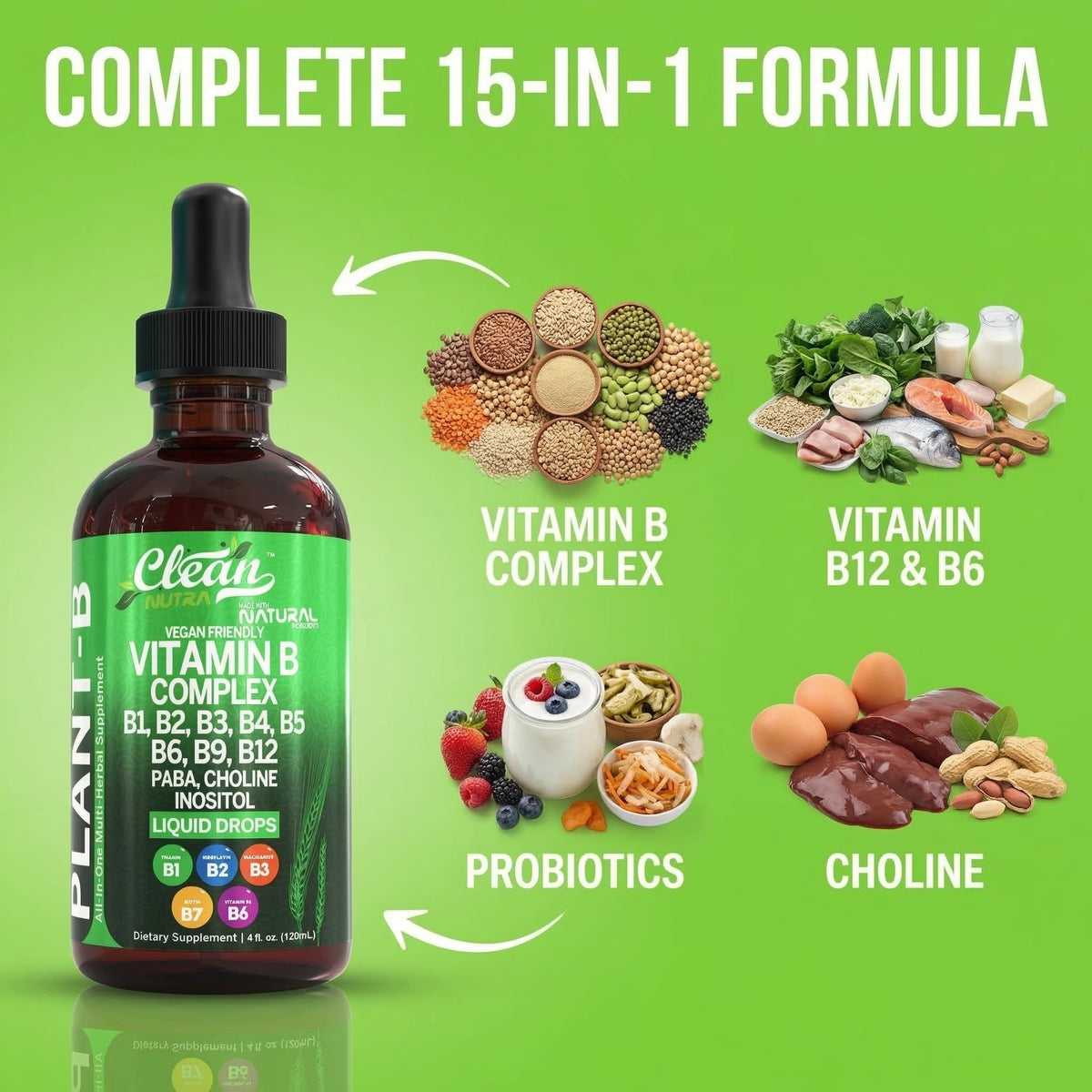 Clean Nutraceuticals B Complex gouttes avec ingrédients