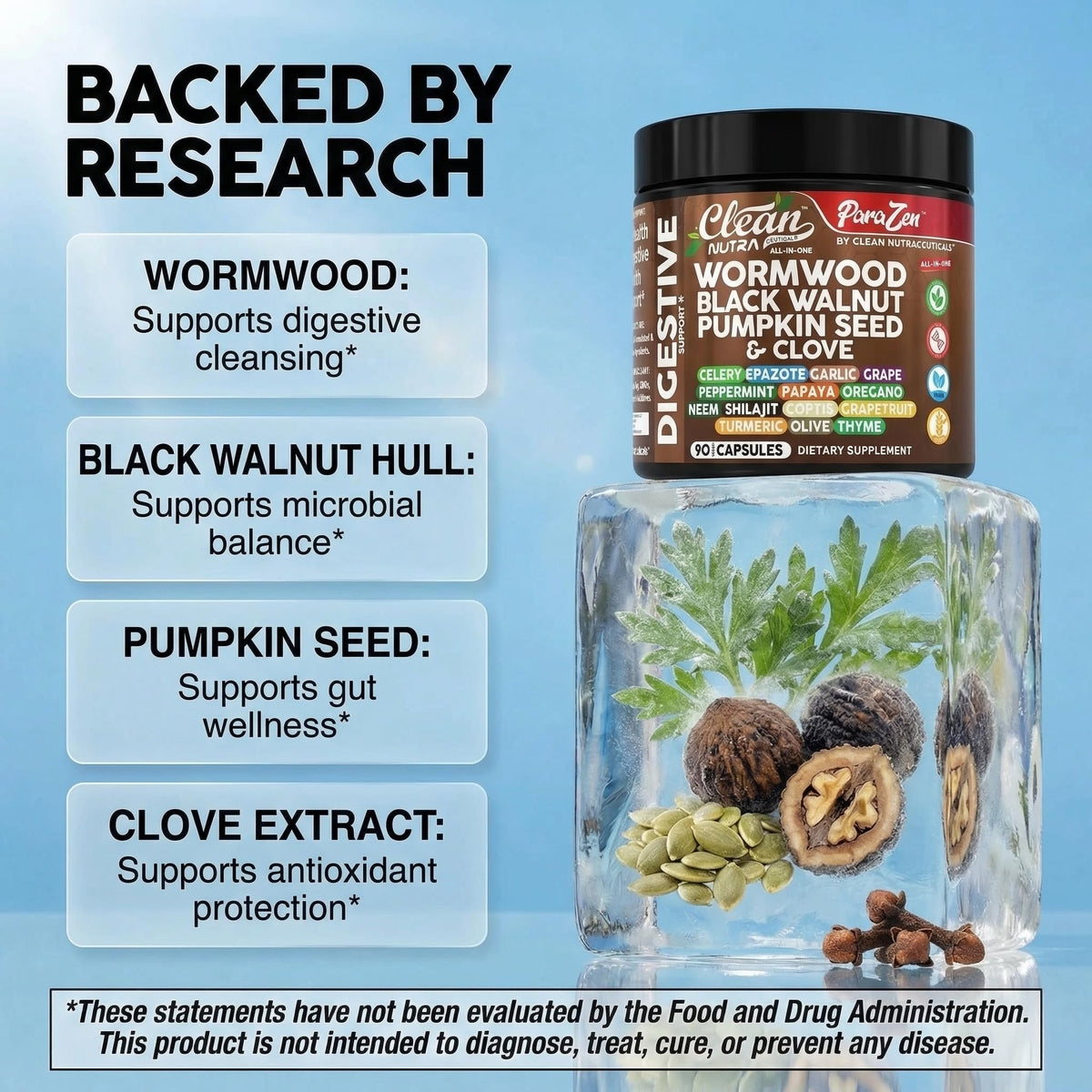 Clean Nutraceuticals boîte de 90 capsules vue de dessus