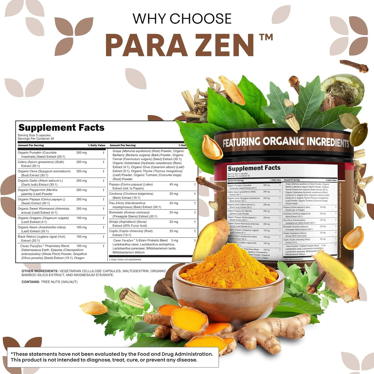Clean Nutraceuticals capsules avec étiquette détaillée
