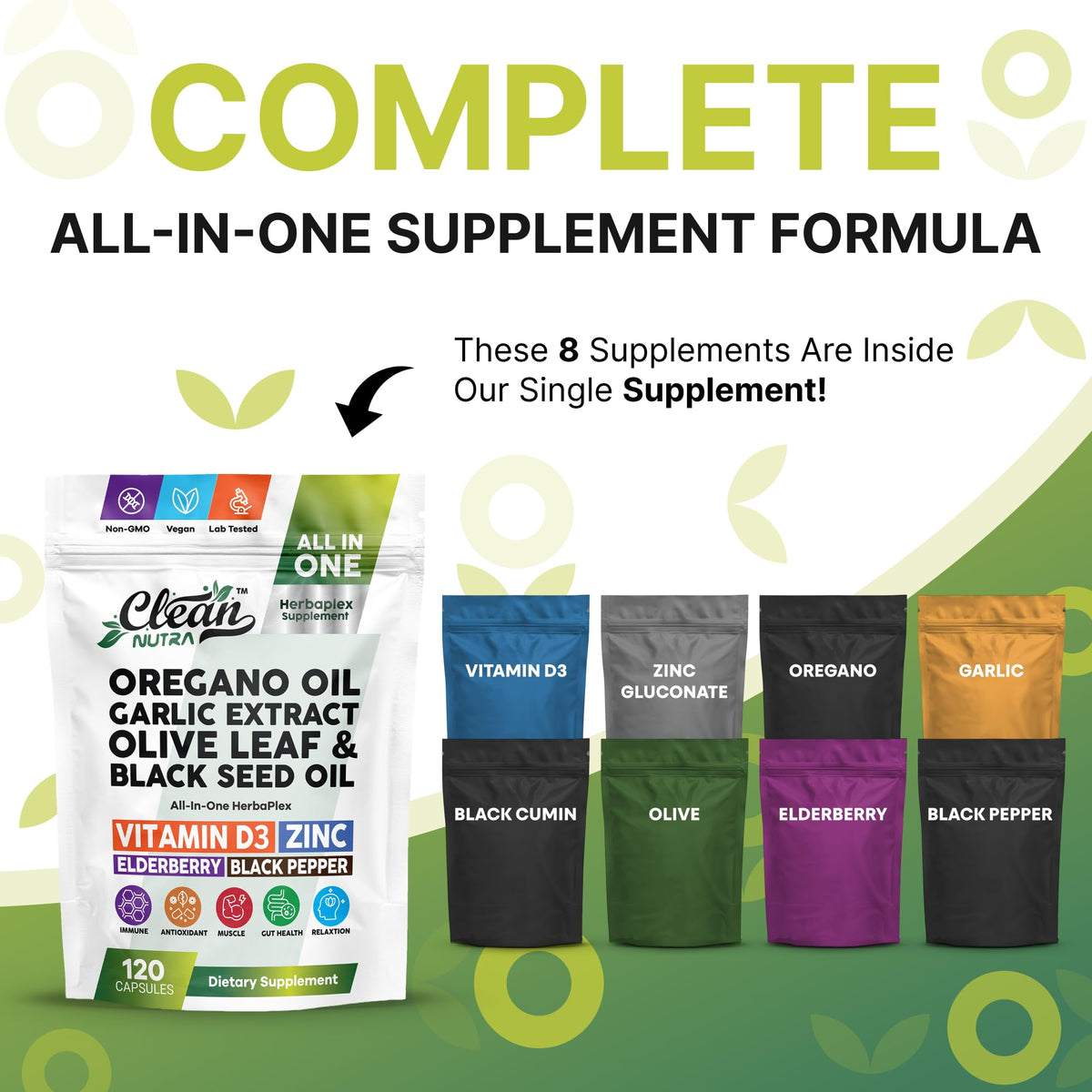 Clean Nutraceuticals capsules avec étiquette et ingrédients
