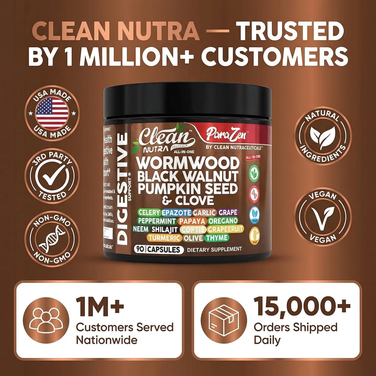 Clean Nutraceuticals capsules sur fond neutre