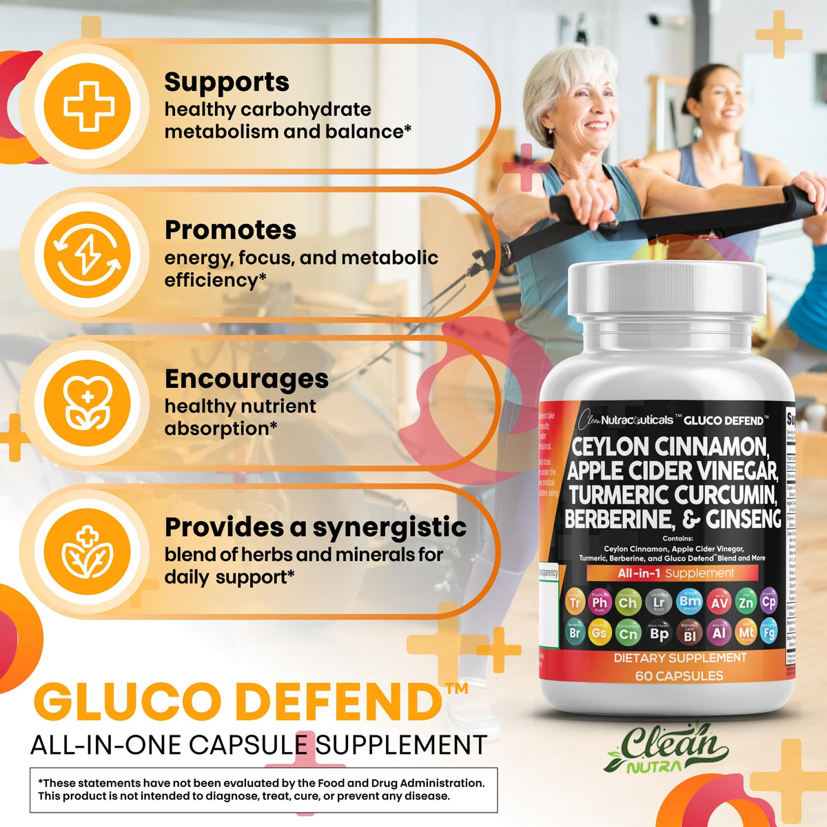 Clean Nutraceuticals Ceylon Cannelle Compléments Alimentaires 16 en 1 capsules