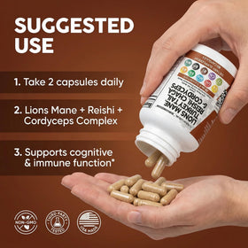 Clean Nutraceuticals champignons 20-en-1 sur fond blanc