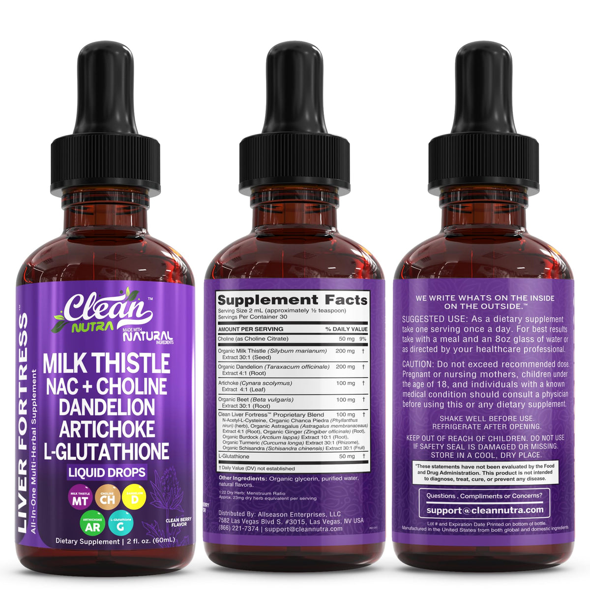 Clean Nutraceuticals Chardon-Marie 1000mg Liquide en milieu naturel
