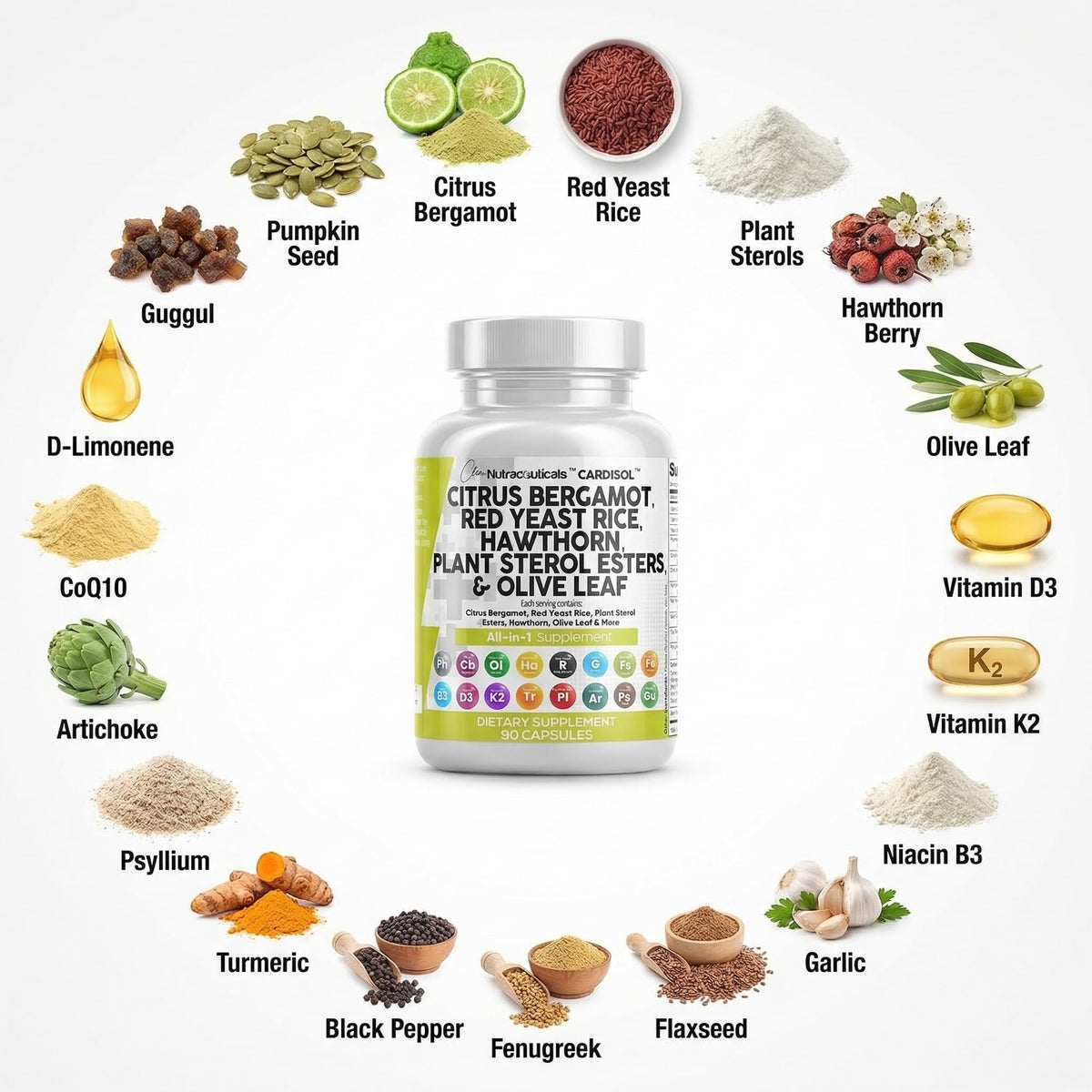 Clean Nutraceuticals Citrus Bergamot capsules with ingredients