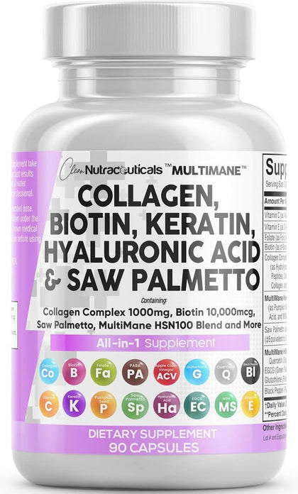 Clean Nutraceuticals Collagène 1000mg 90 Capsules vue avant