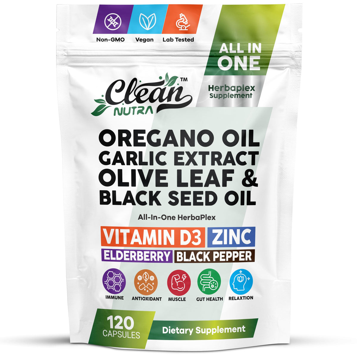 Clean Nutraceuticals complément alimentaire 120 capsules vue de face