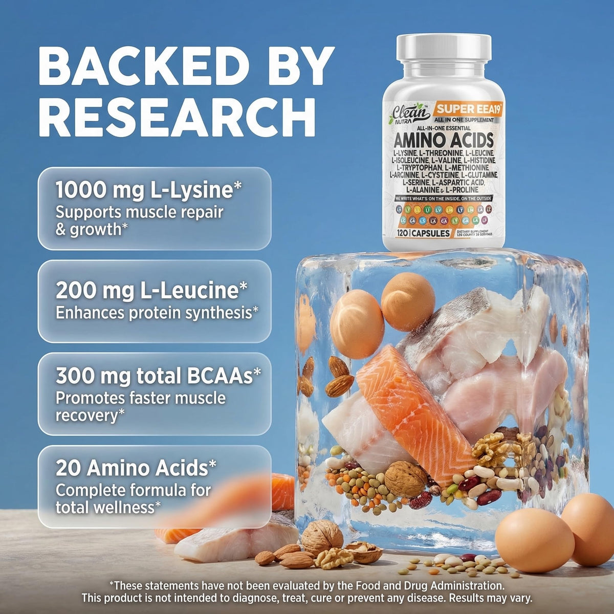 Clean Nutraceuticals complément alimentaire acides aminés 118g côté