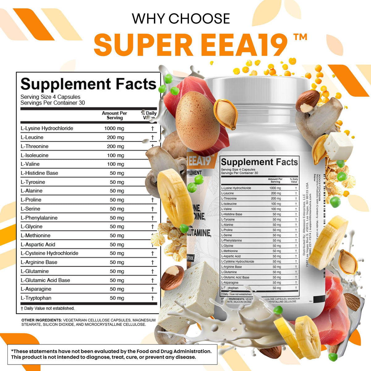 Clean Nutraceuticals complément alimentaire acides aminés 118g étiquette