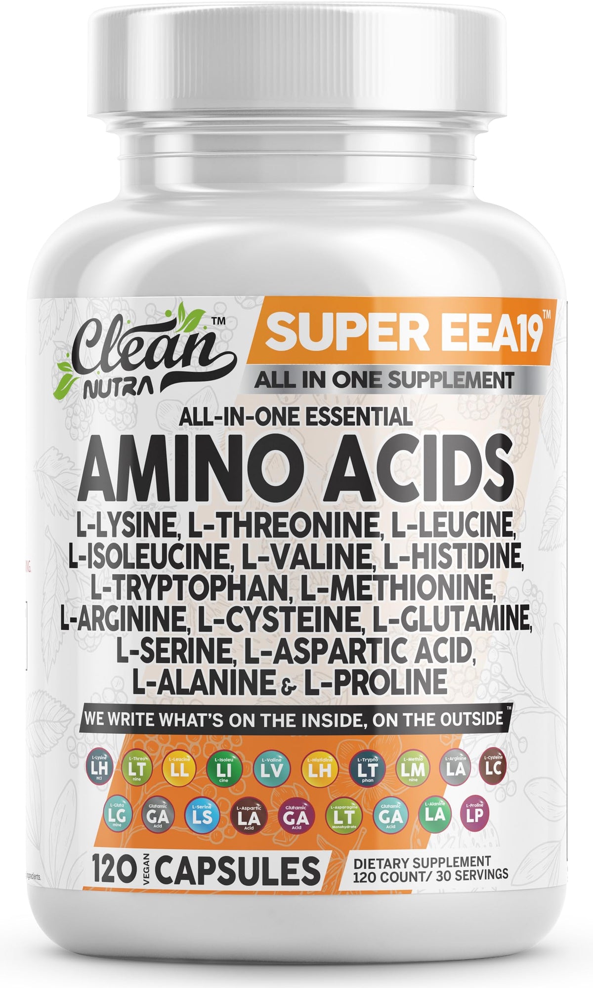Clean Nutraceuticals complément alimentaire acides aminés 118g vue avant