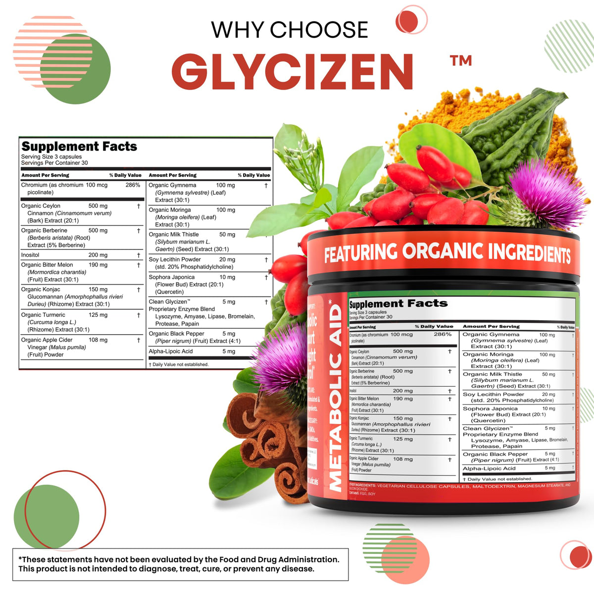 Clean Nutraceuticals Complément Alimentaire Berbérine 90 Capsules avec ingrédients en arrière-plan