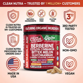 Clean Nutraceuticals Complément Alimentaire Berbérine 90 Capsules avec d'autres compléments alimentaires