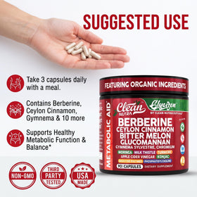 Clean Nutraceuticals Complément Alimentaire Berbérine 90 Capsules sur une table en bois