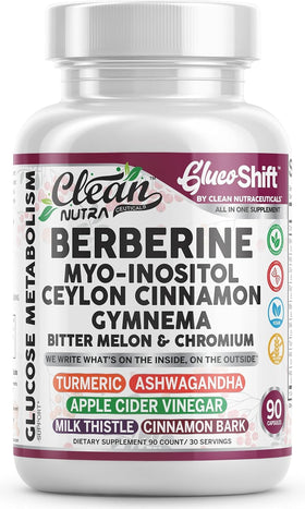 Clean Nutraceuticals Complément Alimentaire Berbérine 90 Capsules Végétales vue de face