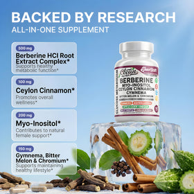 Clean Nutraceuticals Complément Alimentaire Berbérine 90 Capsules Végétales sur fond blanc