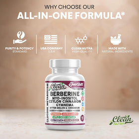 Clean Nutraceuticals Complément Alimentaire Berbérine 90 Capsules Végétales avec d'autres suppléments