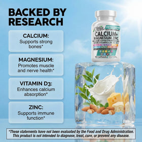 Clean Nutraceuticals Complément Alimentaire Calcium Magnésium Zinc 1200 mg capsules