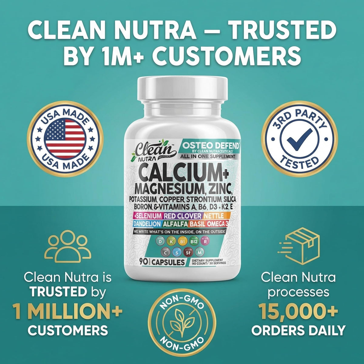 Clean Nutraceuticals Complément Alimentaire Calcium Magnésium Zinc 1200 mg en utilisation