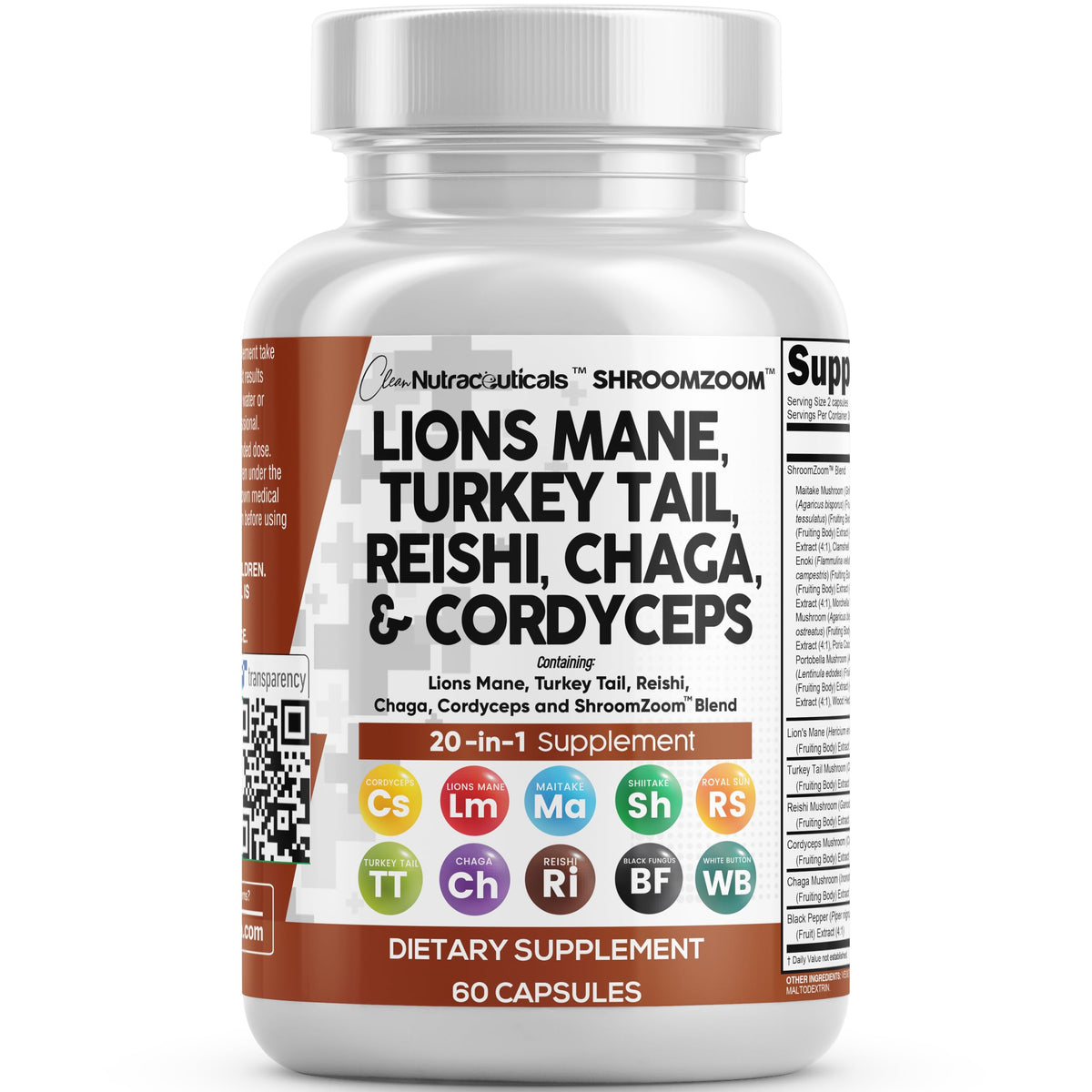 Clean Nutraceuticals complément alimentaire champignons 20-en-1 vue avant