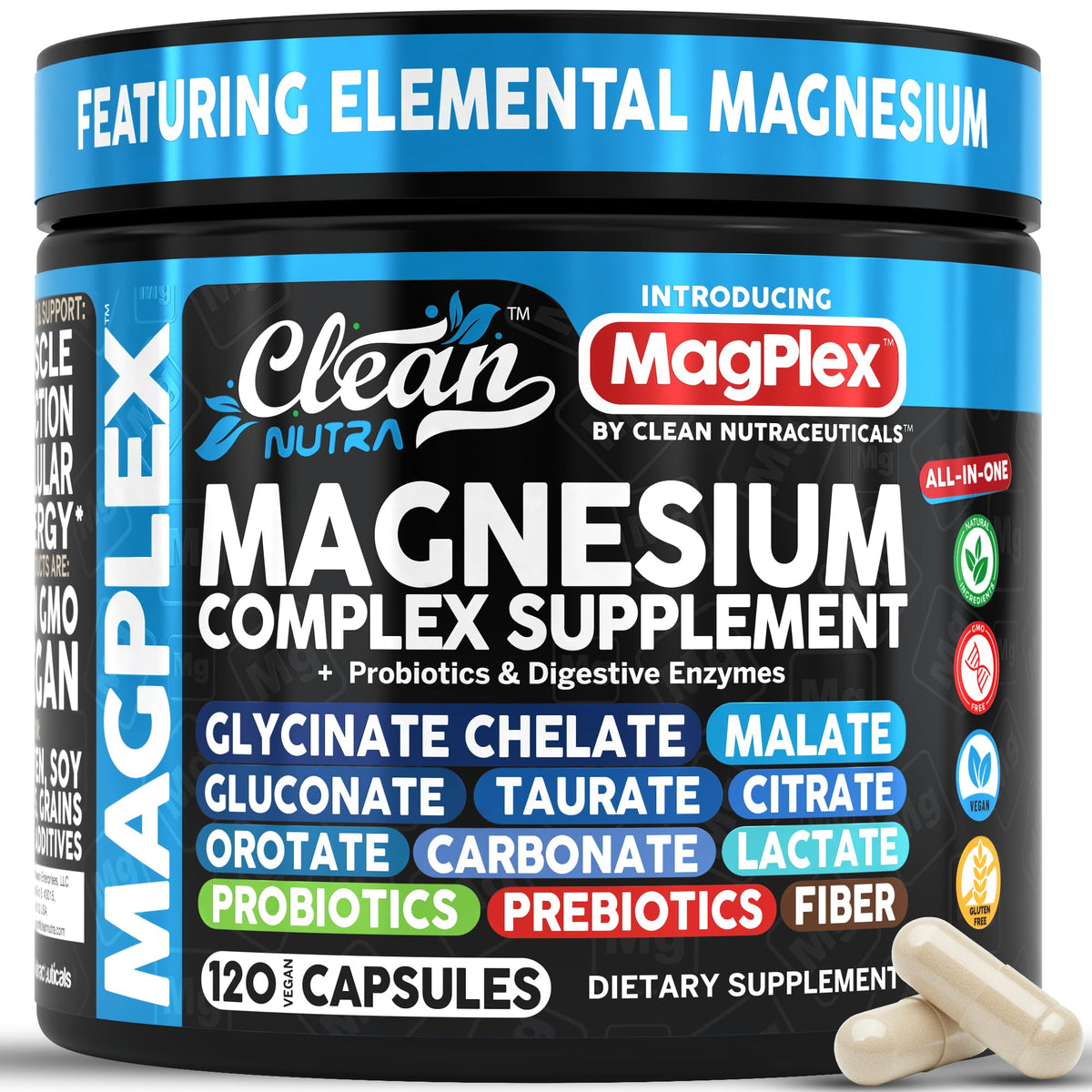 Clean Nutraceuticals Complément Alimentaire Magnésium 1000mg Vegan - vue avant