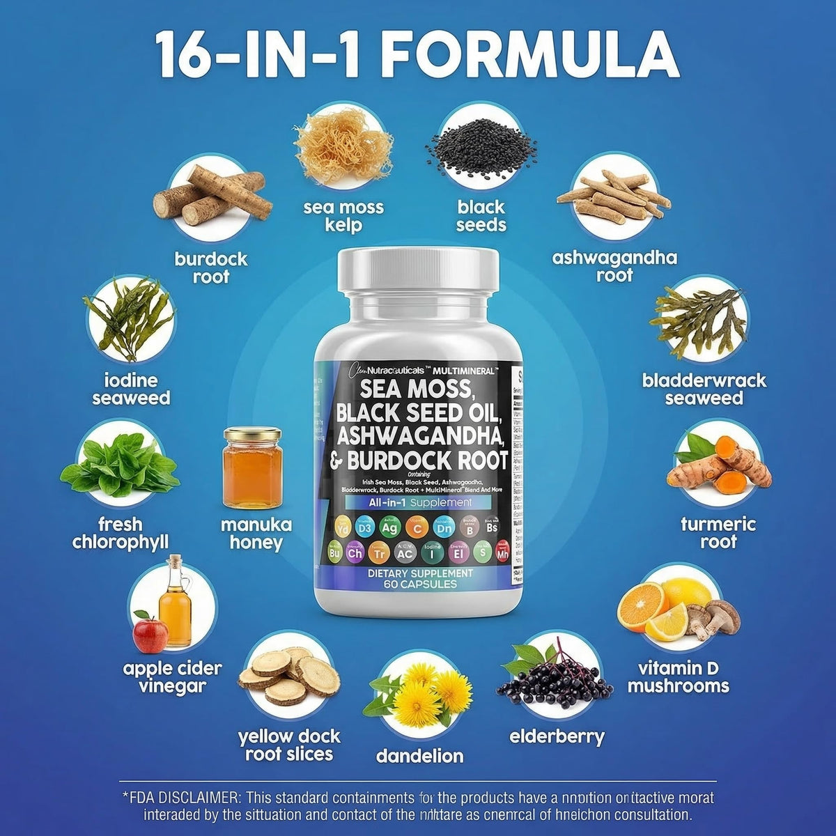 Clean Nutraceuticals Complément Alimentaire MultiMinéral 15 en 1 sur un fond neutre