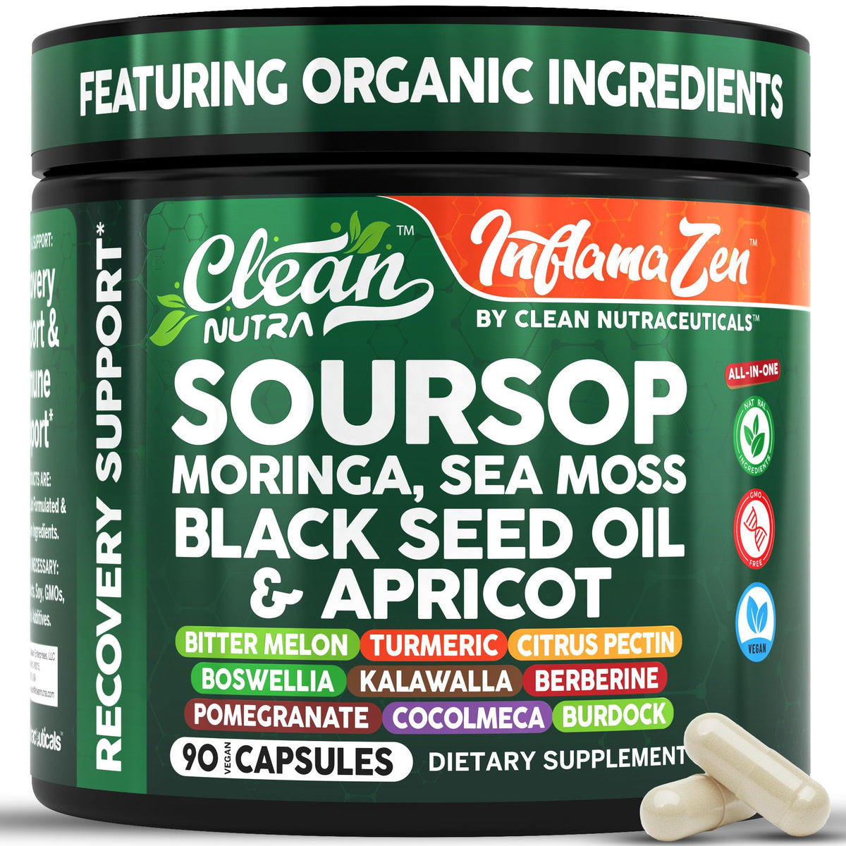 Clean Nutraceuticals complément alimentaire Soursop 90 capsules vue de face
